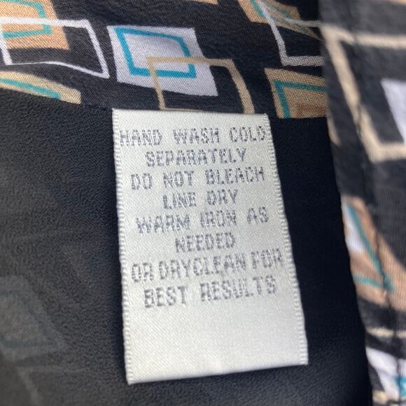 Y2K asymmetric hem silk flouncy skirt geometric print belted Worthington 2000s - Picture 7 of 7